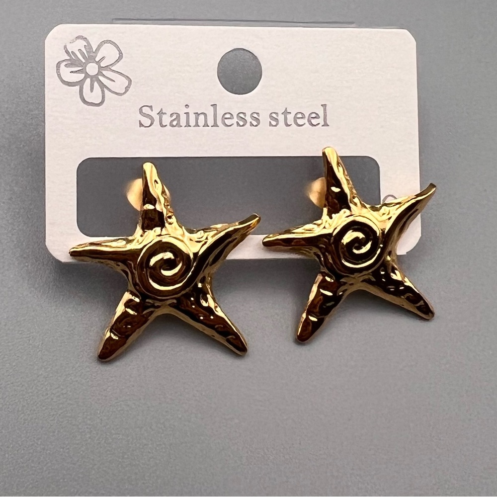 Stainless steel Gold tone Starfish Earrings